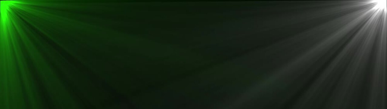 Beautiful Volume white and green Light in the Dark Seamless. Dynamic sun rays.  overlay, light transition, effects sunlight.