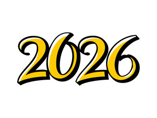 doodle text 2026 vector, new year 