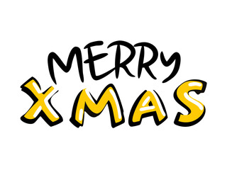 Merry Xmas text vector, isolated
