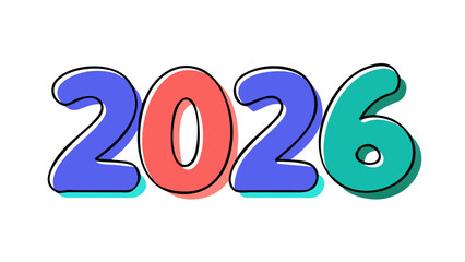 cartoon text 2026 vector, new year 