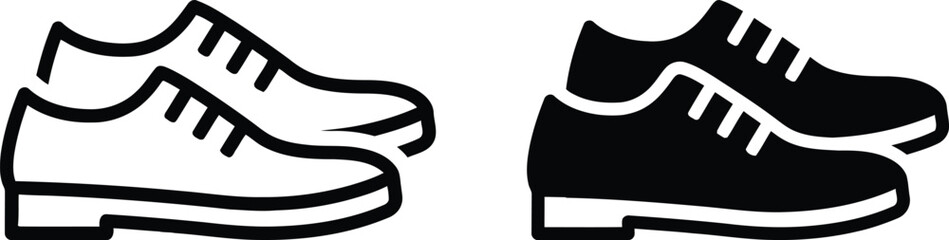 design, clothing, black, shoes, call, outline, simple, collection, style, two, symbol, solid, graphic, object, white, shoe, icons, footwear, failed, keywords: