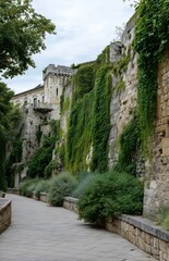 Fototapeta premium Old Stone Footbridge over River at Sunset