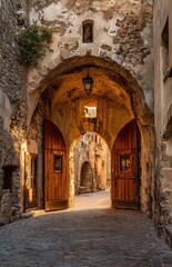 Fototapeta premium Hands Building Miniature Medieval Village Models