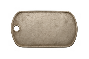 Blank military dog tag with grunge metal texture, providing space for custom soldier identification or memorial text
