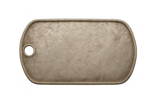 Blank military dog tag with grunge metal texture, providing space for custom soldier identification or memorial text - Powered by Adobe