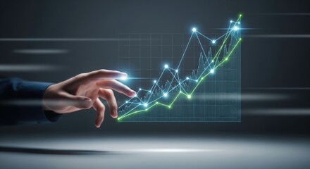 Financial Line Chart Hologram. Data Visualization Concept.