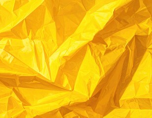 Crumpled bright yellow paper texture, rough shadows