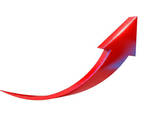 Bright red arrow pointing upwards against a black background