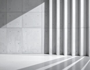 Concrete wall & vertical stripes w/ strong light/shadow
