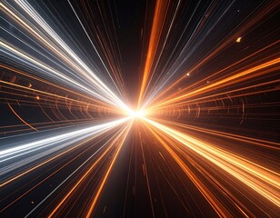 Radiant lights converge, abstract, silver, gold speeds forward