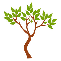 Obraz premium flat style tree illustration. cartoon tree. forest nature theme 