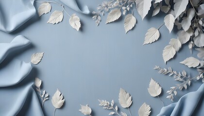White frozen leaves frame with neutral background