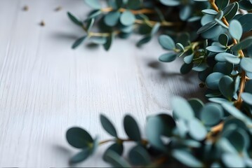 Green branch frame with neutral background