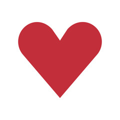 Simple red heart shape isolated on white background