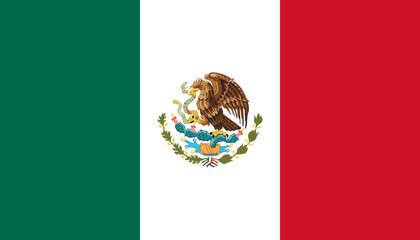 Flat Mexican Flag with National Emblem