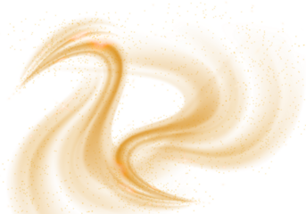 Golden swirl in space with sparkling stars on black background