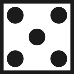 Dice Face Showing Five on White Background