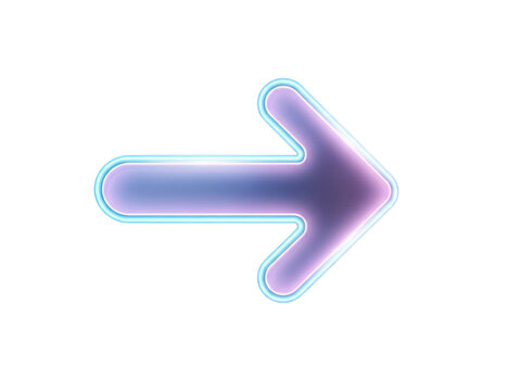 Glowing neon arrow pointing to the right on a black background - Powered by Adobe