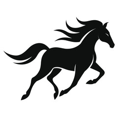 Dynamic and smooth silhouette of a running horse in a dynamic pose perfect for equestrian themes