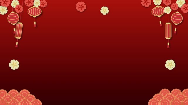 Chinese new year lunar new year festive background traditional lanterns plum blossoms ideal for holiday greetings, cultural events, and promotional materials.