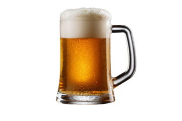 Ein grosses Bierglas vor transparenten Hintergrund