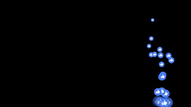 Horizontal Overlay screen social media concept for like thumbs up livestream floating in the screen, trend viral live. Social media trending influencer concept. alpha black