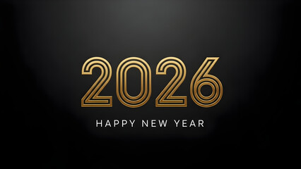 Elegant 2026 new year celebration design with golden numbers on a dark background for festive greetings
