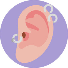 A simple representation of body piercings, like earrings or nose studs.