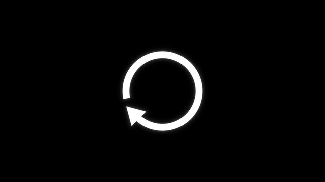 Rotating refresh arrow icon with subtle glow effect on black background