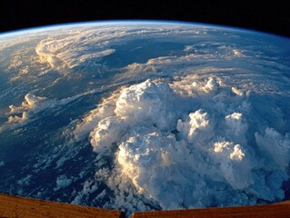 Earth view from space showing clouds and atmosphere  
