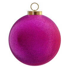 A pink glitter Christmas ornament isolated on a transparent background, featuring sparkling texture, soft reflections, and elegant festive design. Ideal for holiday graphics, banners, and product mock