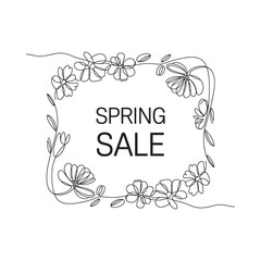 Spring sale announcement with floral border illustration