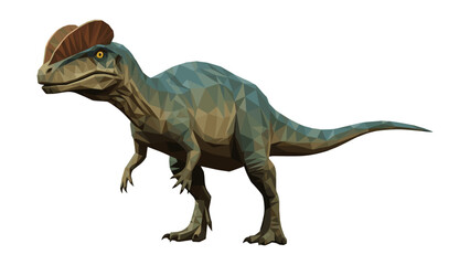 Obraz premium Low poly dinosaur with crest: geometric dinosaur art for kids and education