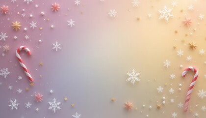 christmas candy cane snowflake gold star pastel gradient background