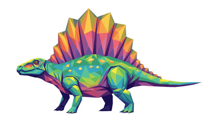 Fototapeta premium Colorful geometric dinosaur art featuring vibrant low poly design and unique shape