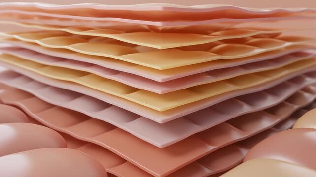 Revealing skin layers with dynamic movement, promotes skin health and beauty concept