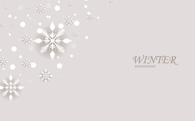 Snowflake background design for winter in flat style, snowflakes illustration Vector