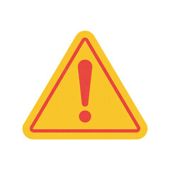 Yellow warning triangle with red exclamation mark isolated on transparent background