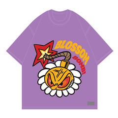 flower blossom bomd design angry emote face for clothing and merch