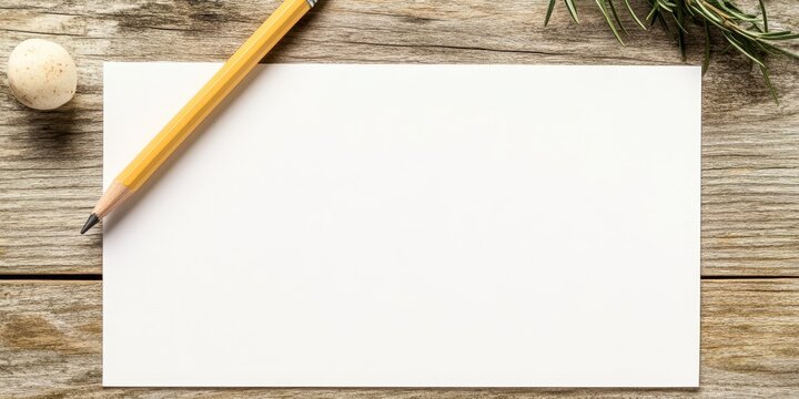 Arrangement with Blank Paper Sheet, Writing Equipment like Pencil on Rustic Wooden Surface for Notes