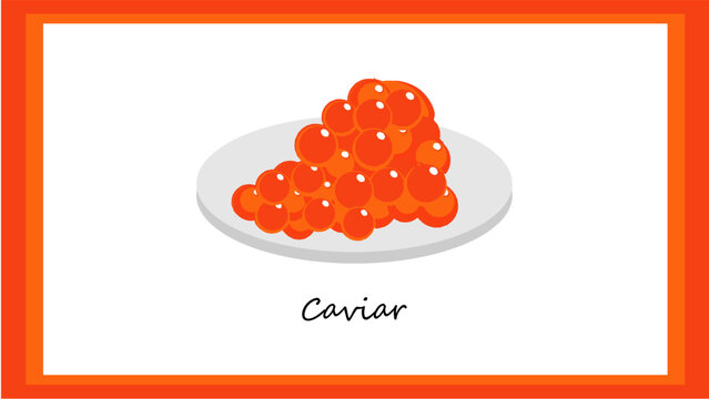 Caviar on Frame Vector Illustration on White Background. Minimalist Caviar Outline for culinary branding, gourmet packaging, restaurant menus, invitations, product labels.