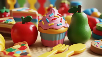 Toys from various playsets and themes, including blocks, stuffed animals, action figures, and building sets, gather together in a colorful assortment on a table, inviting creativity and.