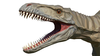 Geometric dinosaur art with polygonal detail and dynamic expression