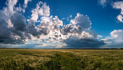 Obraz premium vast sky filled with clouds over a field