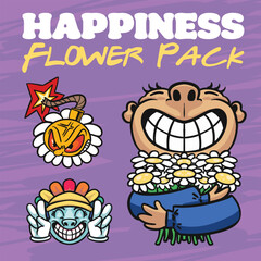 super expressive character cartoon flora theme design and happy smiling character