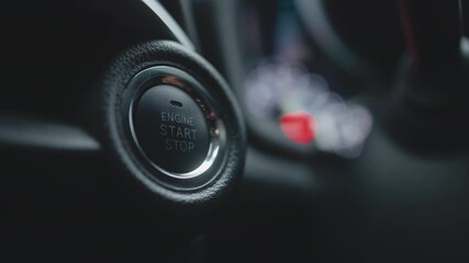 A woman starts a car with a button, highlighting modern technology, comfort, and innovation in vehicles. Concept ease of use and control