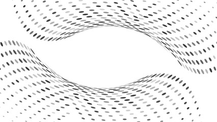 Abstract Black and White Halftone Wave Background with Dynamic Dots