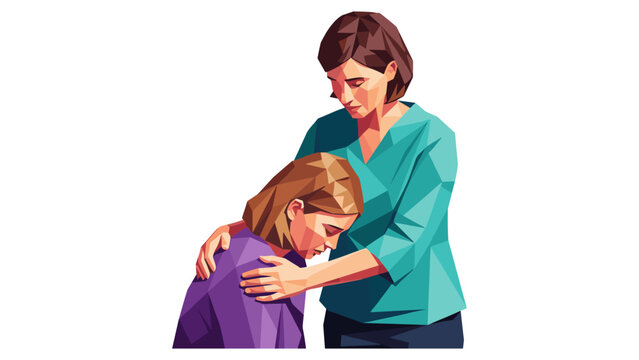 Low poly art of comforting gesture between two people