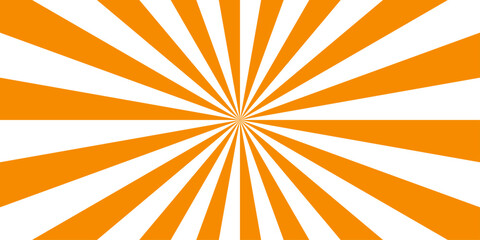 Sunburst pattern summer social banner. Orange sunburst stripes background with transparent rays. vibrant orange and white radial burst vector background.