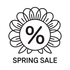 Spring sale discount flower icon with percentage symbol